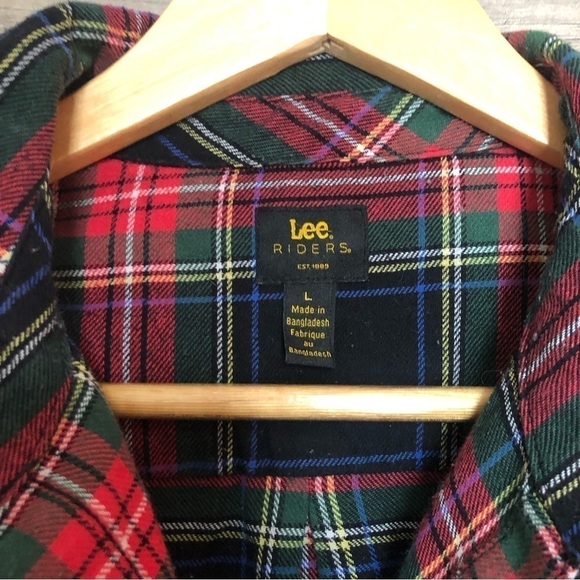Vintage Lee Rider Plaid Button Up Shirt Large - Picture 3 of 7